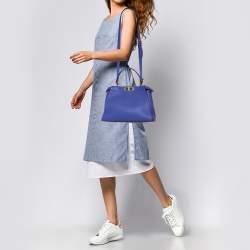Fendi Purple Leather Medium Peekaboo Top Handle Bag