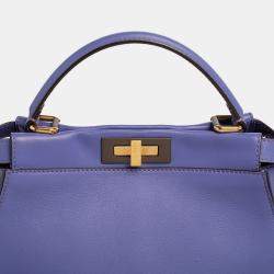 Fendi Purple Leather Medium Peekaboo Top Handle Bag