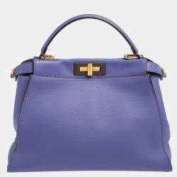 Fendi Purple Leather Medium Peekaboo Top Handle Bag