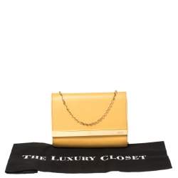 Pre Owned Fendi Mustard Yellow Leather Chain Clutch