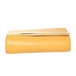 Pre Owned Fendi Mustard Yellow Leather Chain Clutch