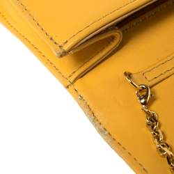 Pre Owned Fendi Mustard Yellow Leather Chain Clutch