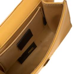 Pre Owned Fendi Mustard Yellow Leather Chain Clutch