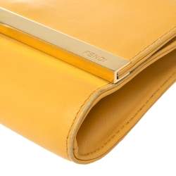 Pre Owned Fendi Mustard Yellow Leather Chain Clutch