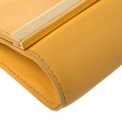Pre Owned Fendi Mustard Yellow Leather Chain Clutch