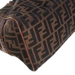 Pre Owned Fendi Tobacco Zucca Canvas and Leather Small Chef De Jour Bag