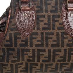 Pre Owned Fendi Tobacco Zucca Canvas and Leather Small Chef De Jour Bag