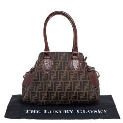 Pre Owned Fendi Tobacco Zucca Canvas and Leather Small Chef De Jour Bag