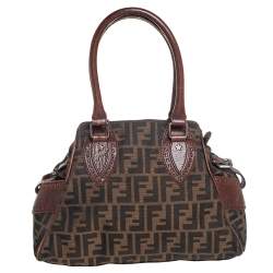 Pre Owned Fendi Tobacco Zucca Canvas and Leather Small Chef De Jour Bag