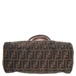 Pre Owned Fendi Tobacco Zucca Canvas and Leather Small Chef De Jour Bag