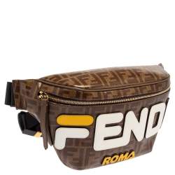 Fendi Brown Zucca Coated Canvas Spalmati Mania Belt Bag