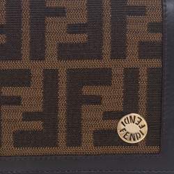 Pre Owned Fendi Tobacco Zucca Canvas and Leather Flap Continental Wallet