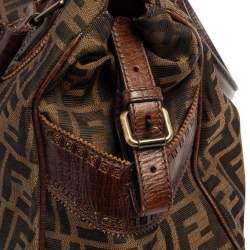 Pre Owned Fendi Tobacco Zucca Canvas and Leather Medium Chef De Jour Tote