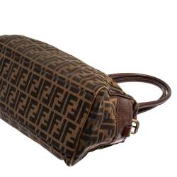 Pre Owned Fendi Tobacco Zucca Canvas and Leather Medium Chef De Jour Tote