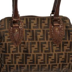 Pre Owned Fendi Tobacco Zucca Canvas and Leather Medium Chef De Jour Tote