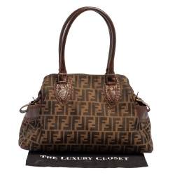 Pre Owned Fendi Tobacco Zucca Canvas and Leather Medium Chef De Jour Tote