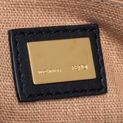 مملوكة مسبقًا Fendi Black Croc Embossed Leather and Leather Claudia Shoulder Bag