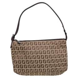 Pre Owned Fendi Brown/Beige Zucchino Canvas Baguette