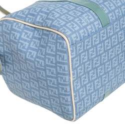 Pre Owned Fendi Multicolor Zucchino Coated Canvas and Patent Leather Forever Bauletto Boston Bag
