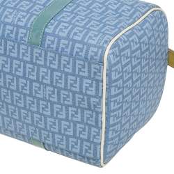 Pre Owned Fendi Multicolor Zucchino Coated Canvas and Patent Leather Forever Bauletto Boston Bag