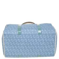 Pre Owned Fendi Multicolor Zucchino Coated Canvas and Patent Leather Forever Bauletto Boston Bag