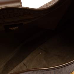 Pre Owned Fendi Brown Zucchino Coated Canvas and Leather Hobo