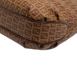 Pre Owned Fendi Brown Zucchino Coated Canvas and Leather Hobo