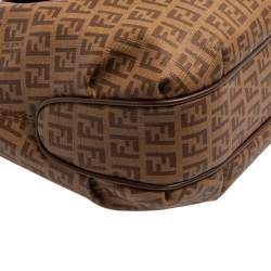 Pre Owned Fendi Brown Zucchino Coated Canvas and Leather Hobo