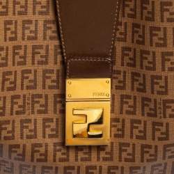 Pre Owned Fendi Brown Zucchino Coated Canvas and Leather Hobo