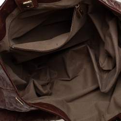 Pre Owned Fendi Dark Brown Ostrich Twins Shopper Tote