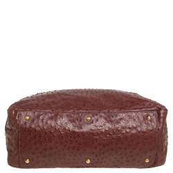 Pre Owned Fendi Dark Brown Ostrich Twins Shopper Tote