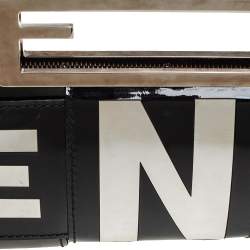 Pre Owned Fendi Silver/Black Patent Leather Crossword Clutch