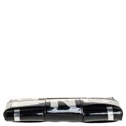 Pre Owned Fendi Silver/Black Patent Leather Crossword Clutch
