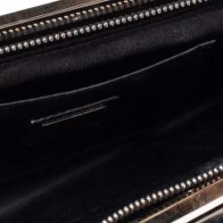 Pre Owned Fendi Silver/Black Patent Leather Crossword Clutch