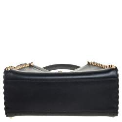Pre Owned Fendi Black Leather Mini Studded Peekaboo Top Handle Bag