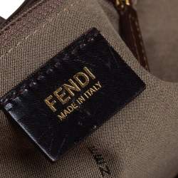 Pre Owned Fendi Brown Zucchino Coated Canvas and Leather Chiusura Tote