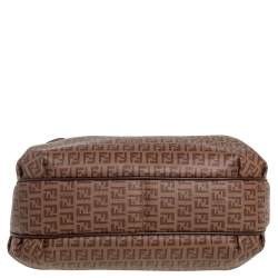 Pre Owned Fendi Brown Zucchino Coated Canvas and Leather Chiusura Tote