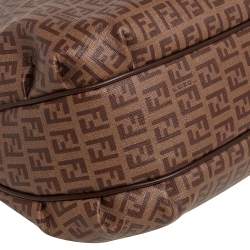 Pre Owned Fendi Brown Zucchino Coated Canvas and Leather Chiusura Tote