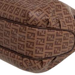 Pre Owned Fendi Brown Zucchino Coated Canvas and Leather Chiusura Tote