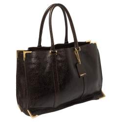 Pre Owned Fendi Dark Brown Dimpled Leather Classico No. 4 Tote