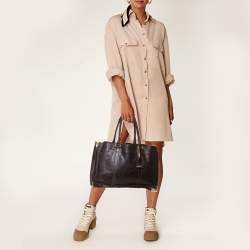 Pre Owned Fendi Dark Brown Dimpled Leather Classico No. 4 Tote