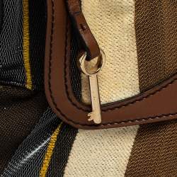 Pre Owned Fendi Multicolor Striped Fabric and Leather Limited Edition Chef Flap Bag 
