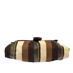 Pre Owned Fendi Multicolor Striped Fabric and Leather Limited Edition Chef Flap Bag 