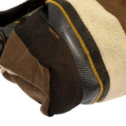 Pre Owned Fendi Multicolor Striped Fabric and Leather Limited Edition Chef Flap Bag 