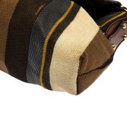 Pre Owned Fendi Multicolor Striped Fabric and Leather Limited Edition Chef Flap Bag 