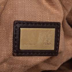 Pre Owned Fendi Tobacco Zucca Canvas and Tortuga Leather Spy Hobo
