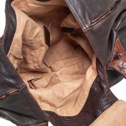 Pre Owned Fendi Tobacco Zucca Canvas and Tortuga Leather Spy Hobo