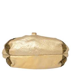 Pre Owned Fendi Gold Iridescent Textured Leather Limited Edition 9/10 Spy Embellished Bag