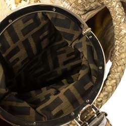 Pre Owned Fendi Gold Iridescent Textured Leather Limited Edition 9/10 Spy Embellished Bag