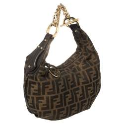 Pre Owned Fendi Tobacco Zucca Canvas and Leather Chef Chain Link Hobo